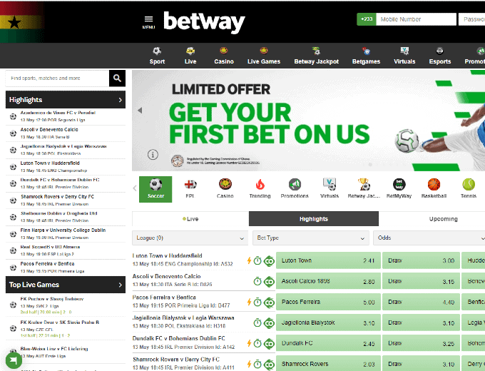 Betway Ghana Screen 1