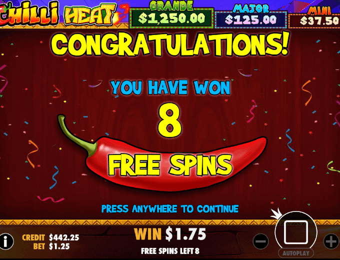 Chilli Heat free spins