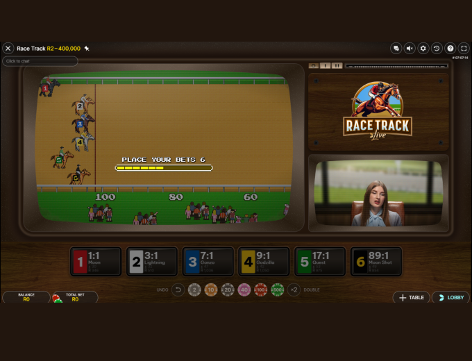 Race Track Live Race Bet and Win