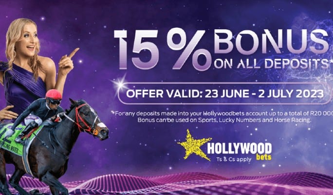 Hollywoodbets 15% deposit bonus Durban July