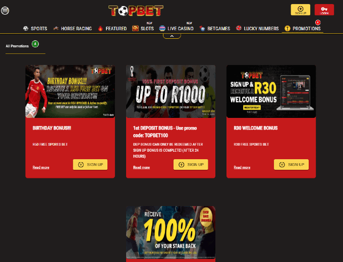 Topbet New Site Promos